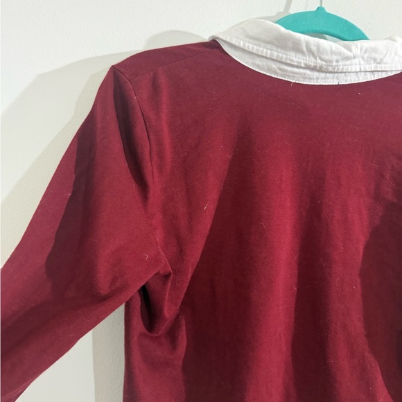Striped Collared Rugby Top in Burgundy and White - Picture 9 of 9